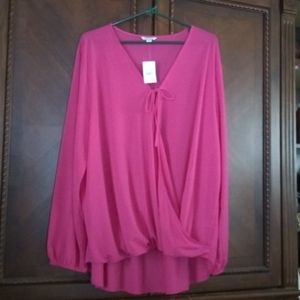 NWT raspberry silky blouse